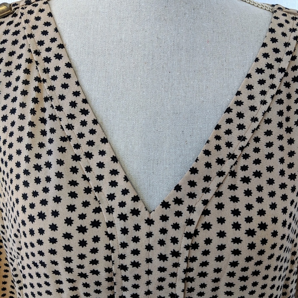 Dressbarn Black & Tan Blouse with Gold Stud Detail - Picture 2 of 5
